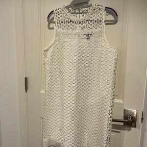 Aqua White Crochet Mini Dress